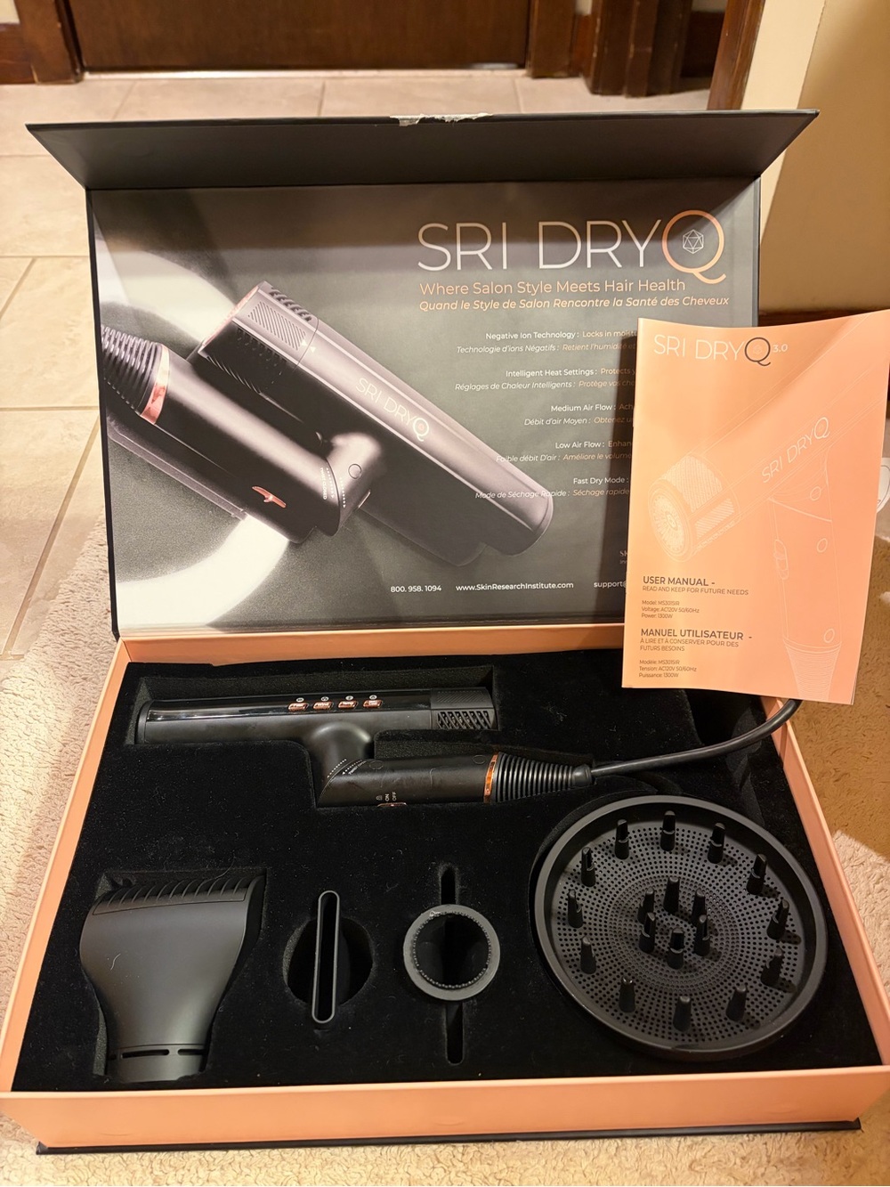 Black & Rose Gold Hair Dryer & Styler